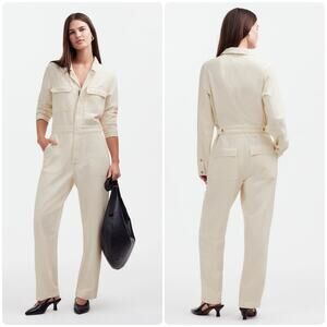 NWT Madewell Utility Coveralls Tencel Related Fit Carpenter Zip Vintage Ivory XS